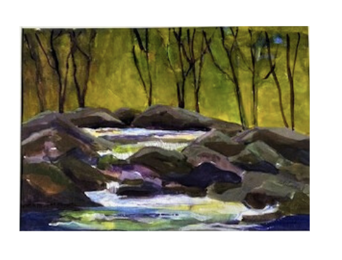 Mountain Brook Size unframed: 10’ X 13 ¾’ 20’ X 24 matted by Antonio del Moral 
